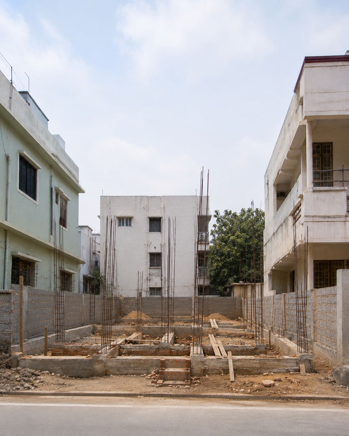 Contemporary Duplex Villa at Whitefield construction stage